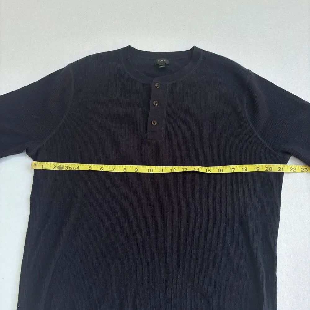 J. Crew Wool Blend Henley Sweater Mens L Navy Blue Long Sleeve Casual Cozy